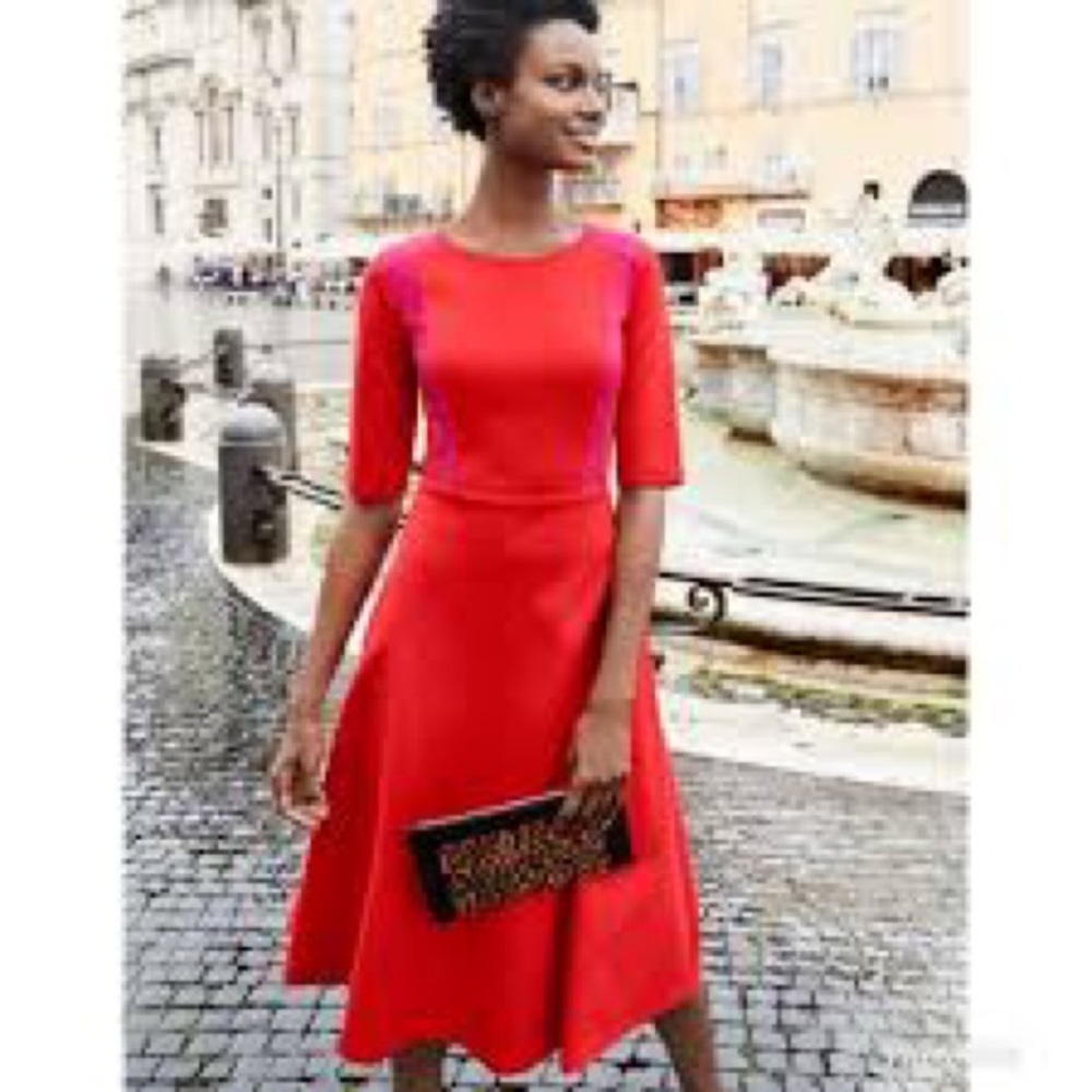 Boden Emily Ponte MIDI Dress Post Box Red 4R